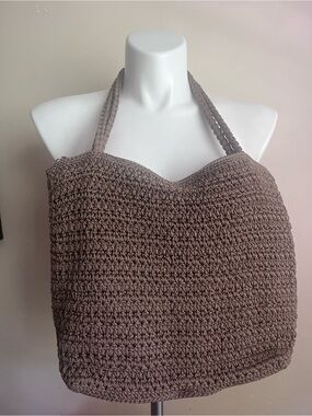 VNTG The Sak Shoulder Bag Brown Crochet Woven 90s Boho Cottagecore Y2k